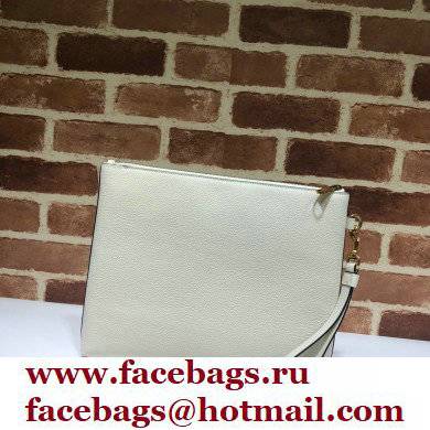 Gucci Medium Leather Pouch Bag 572770 White 2021 - Click Image to Close