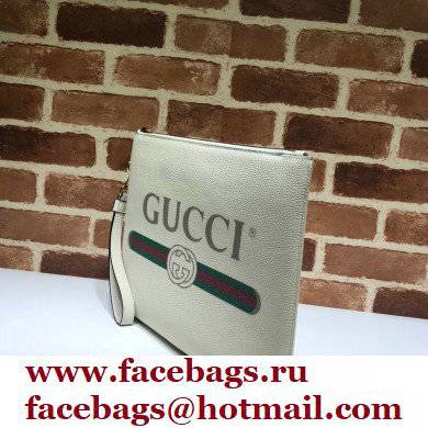 Gucci Medium Leather Pouch Bag 572770 White 2021