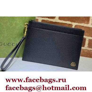 Gucci Medium Leather Pouch Bag 658562 Black 2021 - Click Image to Close