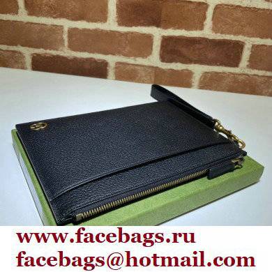 Gucci Medium Leather Pouch Bag 658562 Black 2021