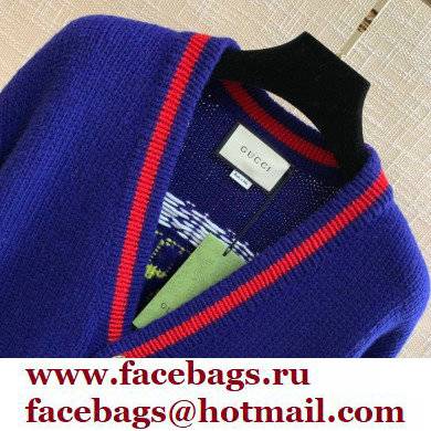 Gucci cable wool knit cardigan blue 2021 - Click Image to Close