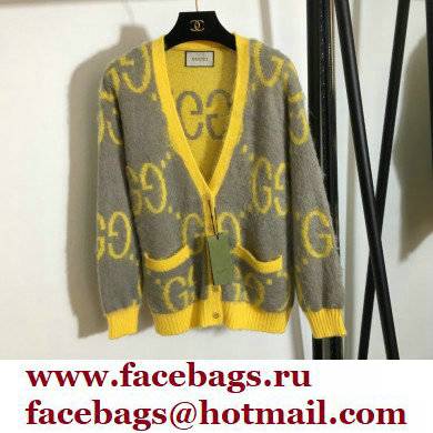 Gucci gray/yellow gg mohair cardigan 2021 - Click Image to Close
