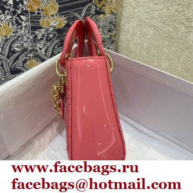 Lady Dior Micro Bag in Patent Cannage Calfskin Pink 2021