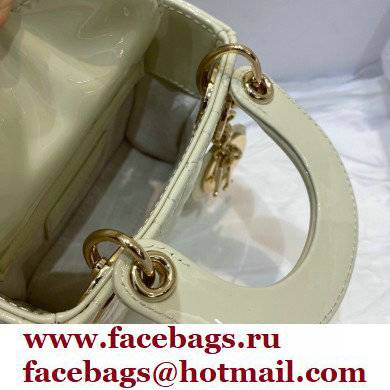 Lady Dior Micro Bag in Patent Cannage Calfskin White 2021