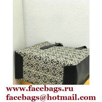 Loewe Buckle Tote Bag in Anagram Jacquard and Calfskin Black/White