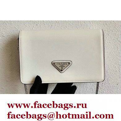 Prada Brushed Leather Shoulder Bag 1BD307 White 2021