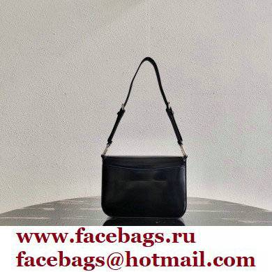Prada Brushed Leather Shoulder Bag 1BD308 Black 2021 - Click Image to Close