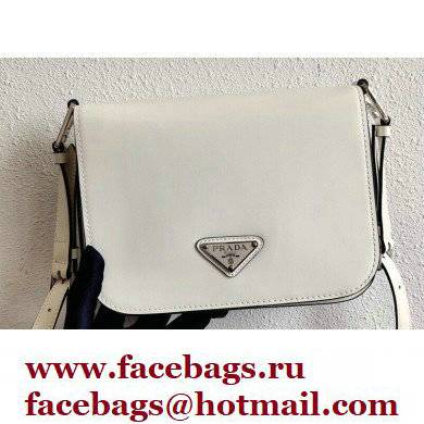 Prada Brushed Leather Shoulder Bag 1BD308 White 2021