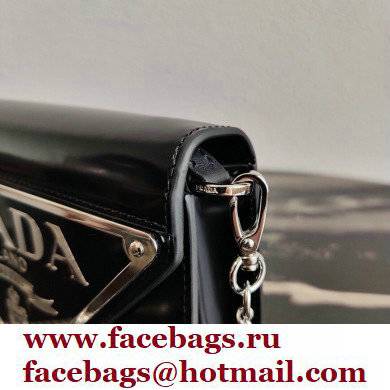 Prada Brushed Leather Shoulder Bag 1BH189 Black 2021