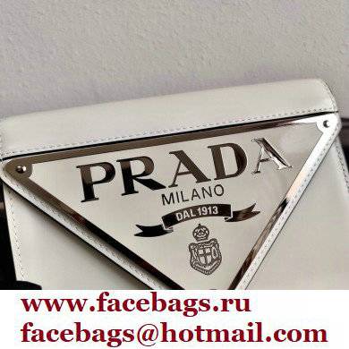 Prada Brushed Leather Shoulder Bag 1BH189 White 2021 - Click Image to Close
