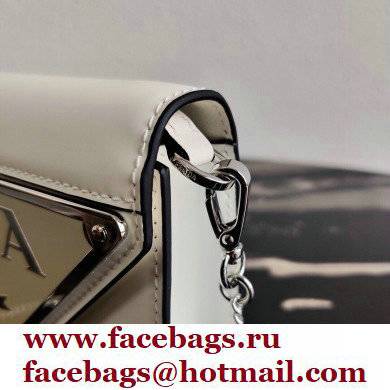 Prada Brushed Leather Shoulder Bag 1BH189 White 2021 - Click Image to Close