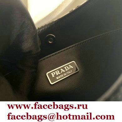 Prada Cleo Jacquard knit and Leather Shoulder Bag 1BC499 Black/White 2021