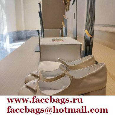 Prada Heel 5cm Triangle Logo Patent Leather Pumps White 2021