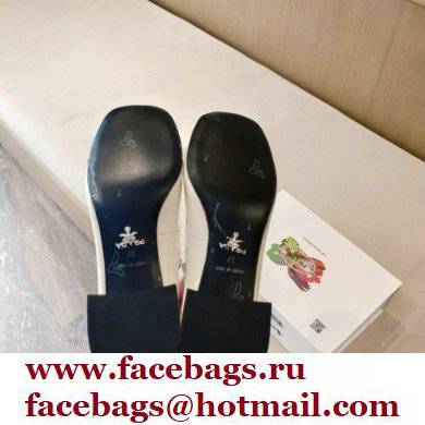 Prada Heel 5cm Triangle Logo Patent Leather Pumps White 2021