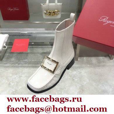 ROGER VIVIER Preppy Viv' patent leather Chelsea boots white