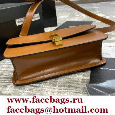 Saint Laurent Carre Satchel Bag In Smooth Leather 585060 Brown - Click Image to Close