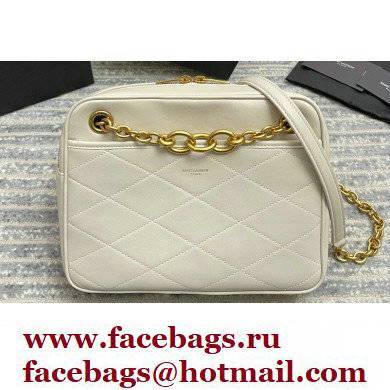 Saint Laurent Le Maillon Small Chain Bag in Quilted Lambskin 669308 White - Click Image to Close