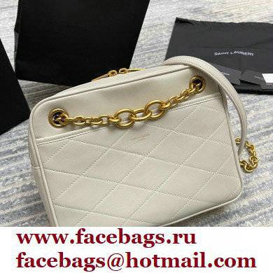 Saint Laurent Le Maillon Small Chain Bag in Quilted Lambskin 669308 White - Click Image to Close