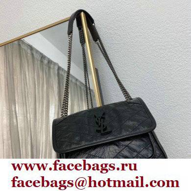 Saint Laurent Niki Baby Bag in Crinkled Vintage Leather 633160 Black - Click Image to Close