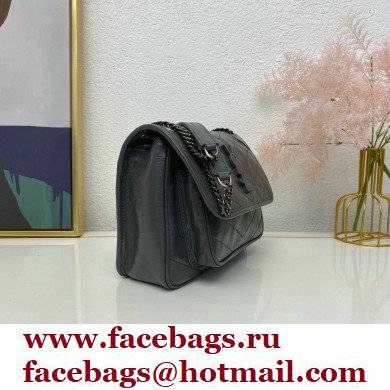 Saint Laurent Niki Baby Bag in Crinkled Vintage Leather 633160 Dark Gray - Click Image to Close