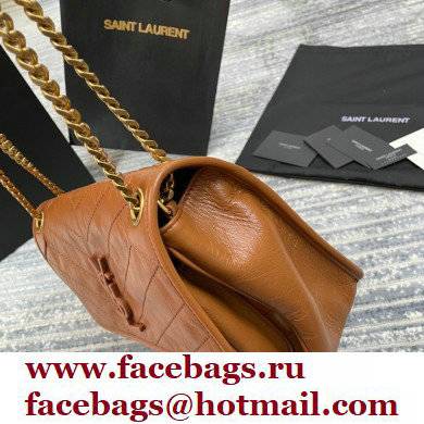 Saint Laurent Niki Medium Bag in Crinkled Vintage Leather 633158 Brown