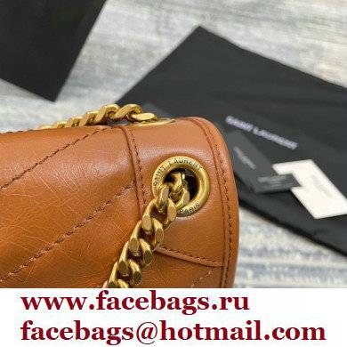 Saint Laurent Niki Medium Bag in Crinkled Vintage Leather 633158 Brown - Click Image to Close