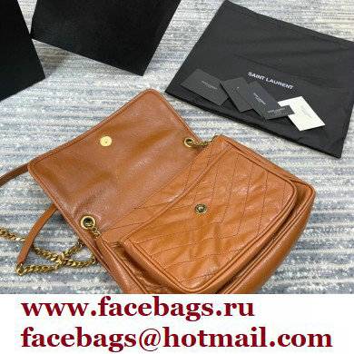 Saint Laurent Niki Medium Bag in Crinkled Vintage Leather 633158 Brown - Click Image to Close