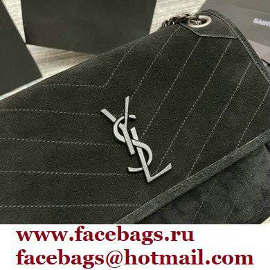 Saint Laurent Niki Medium Bag in Suede Leather 633158 Black/Silver