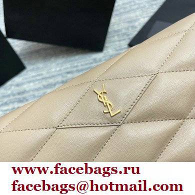 Saint Laurent Sade Puffer Envelope Clutch Bag in Quilted Leather 655004 Beige