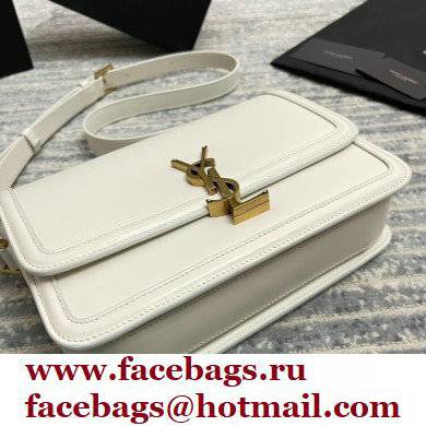 Saint Laurent Solferino Medium Satchel Bag In Box Leather 634305 White