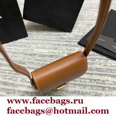 Saint Laurent Tuc Phone Pouch Bag with strap in supple calfskin 667718 Brown - Click Image to Close