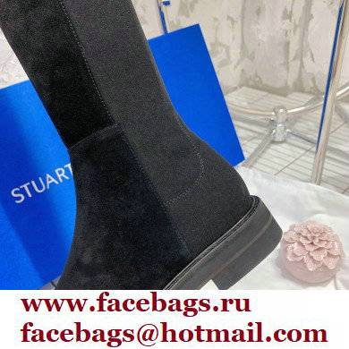 Stuart Weitzman suede Leather Boot with 3.5CM Heel black