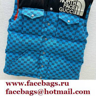 The North Face x Gucci padded vest blue 2021