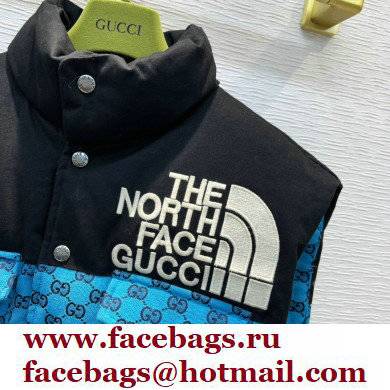 The North Face x Gucci padded vest blue 2021
