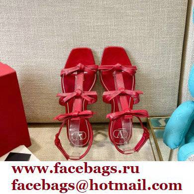 Valentino French Bows Kidskin Flat Sandals Red 2021 - Click Image to Close