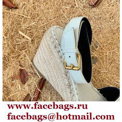 Valentino Leather VLogo Wedge Espadrilles Sandals White