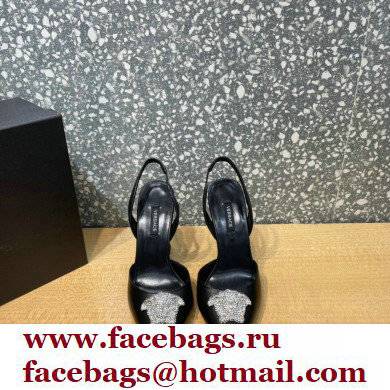 Versace Heel 11cm La Medusa Sling-back Pumps Black/Crystal 2021