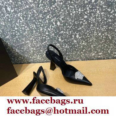 Versace Heel 11cm La Medusa Sling-back Pumps Black/Crystal 2021 - Click Image to Close