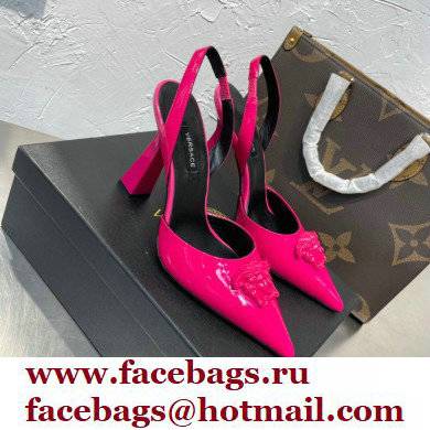 Versace Heel 11cm La Medusa Sling-back Pumps Patent Fuchsia 2021