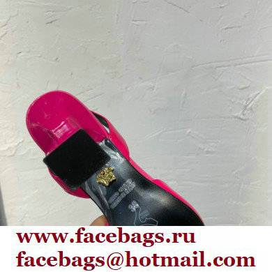 Versace Heel 11cm La Medusa Sling-back Pumps Patent Fuchsia 2021 - Click Image to Close