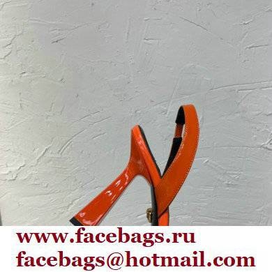 Versace Heel 11cm La Medusa Sling-back Pumps Patent Orange 2021 - Click Image to Close