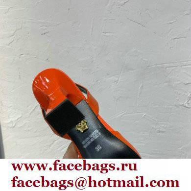 Versace Heel 11cm La Medusa Sling-back Pumps Patent Orange 2021