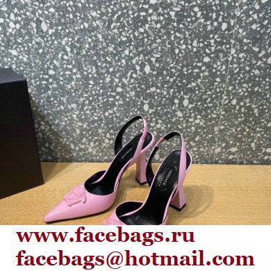 Versace Heel 11cm La Medusa Sling-back Pumps Patent Pink 2021 - Click Image to Close
