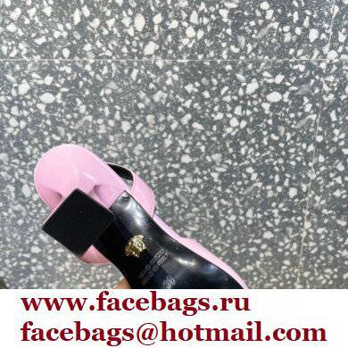 Versace Heel 11cm La Medusa Sling-back Pumps Patent Pink 2021 - Click Image to Close