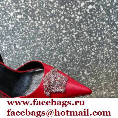 Versace Heel 11cm La Medusa Sling-back Pumps Red/Crystal 2021 - Click Image to Close