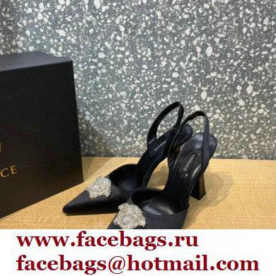 Versace Heel 11cm La Medusa Sling-back Pumps Satin Black/Crystal 2021