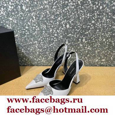 Versace Heel 11cm La Medusa Sling-back Pumps White/Crystal 2021 - Click Image to Close