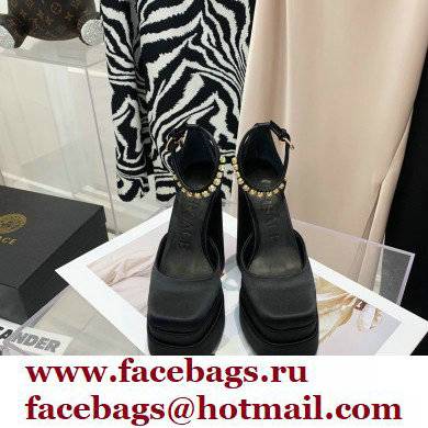 Versace Heel 14.5cm Platform 5cm Medusa Aevitas Satin Pumps Black 2021 - Click Image to Close