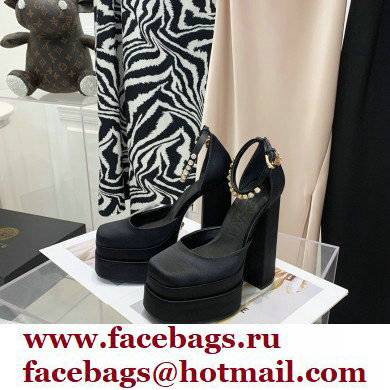 Versace Heel 14.5cm Platform 5cm Medusa Aevitas Satin Pumps Black 2021