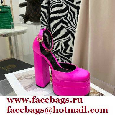 Versace Heel 14.5cm Platform 5cm Medusa Aevitas Satin Pumps Fuchsia 2021